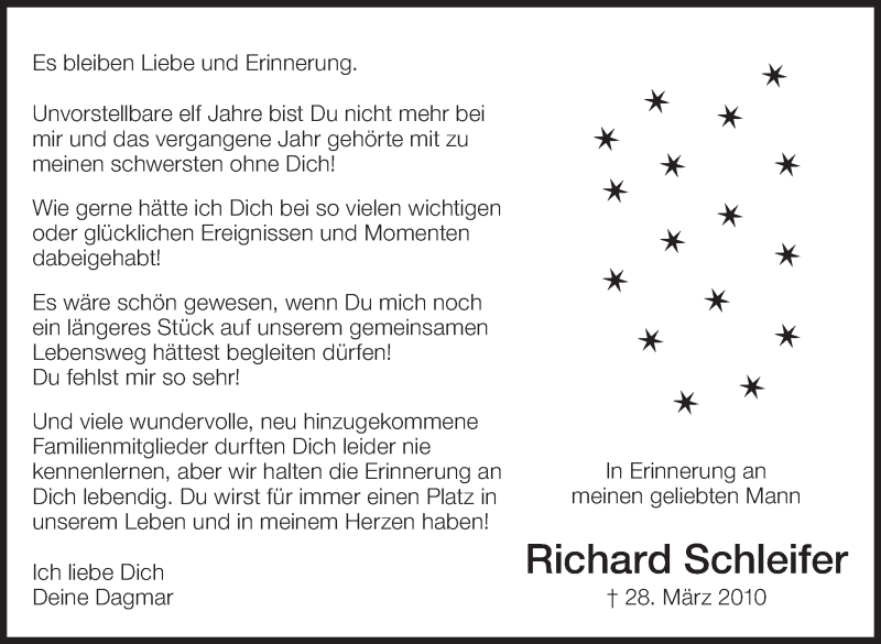  Traueranzeige für Richard Schleifer vom 27.03.2021 aus Eßlinger Zeitung/Cannstatter Zeitung