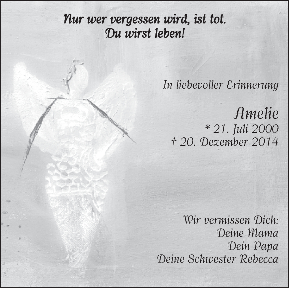  Traueranzeige für Amelie Laukmichel vom 20.12.2022 aus Eßlinger Zeitung/Cannstatter Zeitung