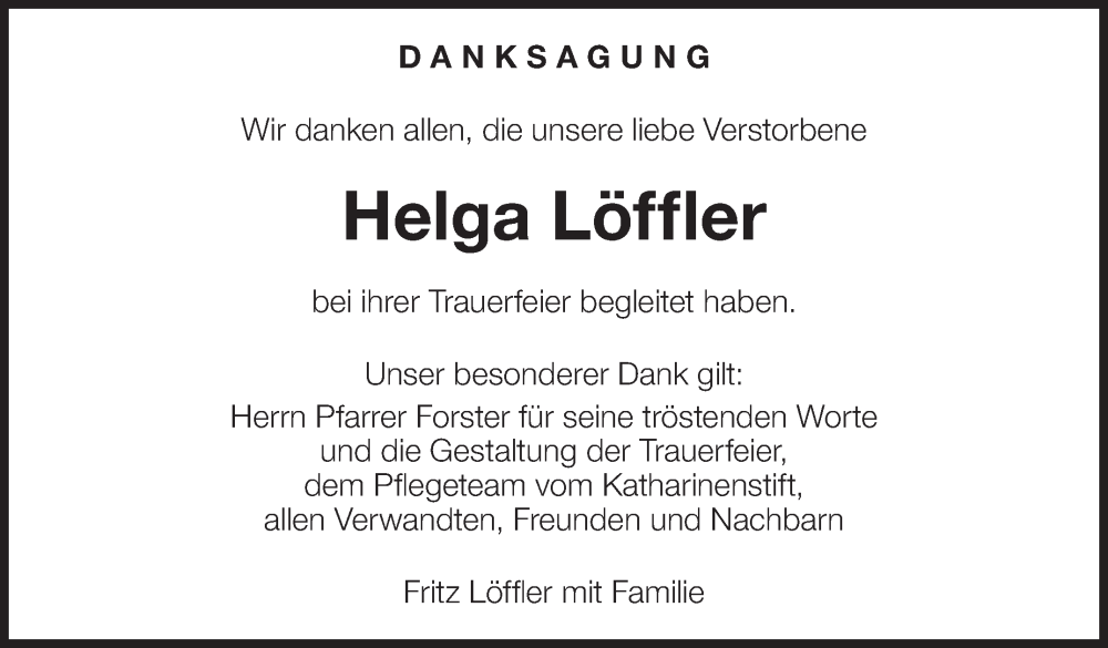  Traueranzeige für Helga Löffler vom 22.12.2022 aus Eßlinger Zeitung/Cannstatter Zeitung