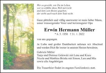 Traueranzeige von Erwin Hermann Müller von Eßlinger Zeitung/Cannstatter Zeitung