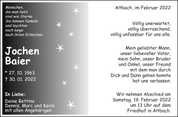 Traueranzeige von Jochen Baier von Eßlinger Zeitung/Cannstatter Zeitung