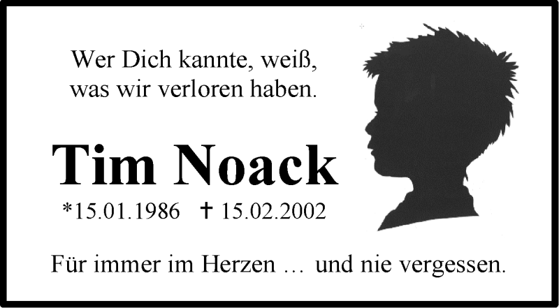  Traueranzeige für Tim Noack vom 15.02.2022 aus Eßlinger Zeitung/Cannstatter Zeitung