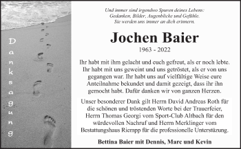 Traueranzeige von Jochen Baier von Eßlinger Zeitung/Cannstatter Zeitung