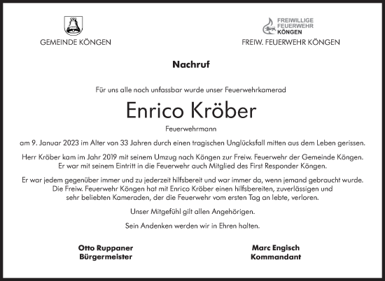 Traueranzeige von Enrico Kröber von Eßlinger Zeitung/Cannstatter Zeitung