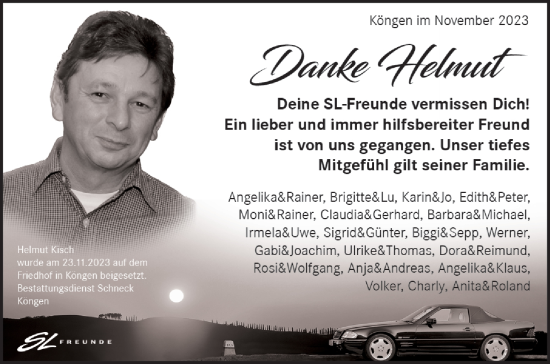 Traueranzeige von Helmut Kisch von Eßlinger Zeitung/Cannstatter Zeitung