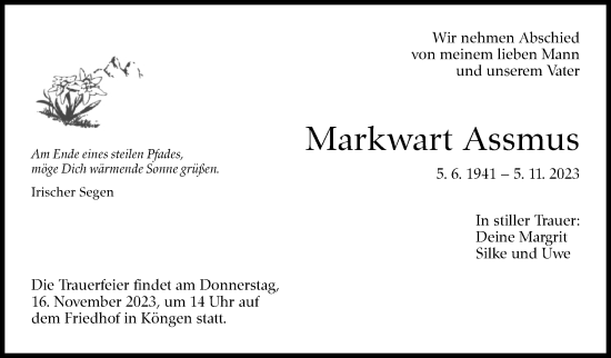 Traueranzeige von Markwart Assmus von Eßlinger Zeitung/Cannstatter Zeitung