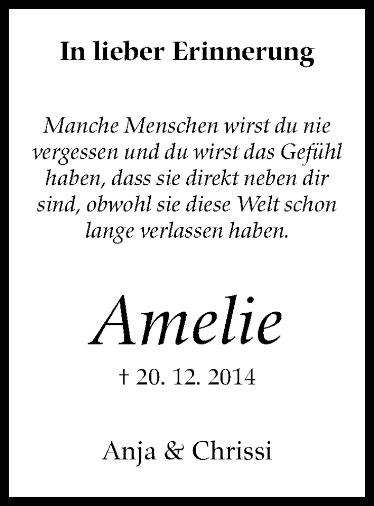  Traueranzeige für Amelie Laukmichel vom 20.12.2023 aus Eßlinger Zeitung/Cannstatter Zeitung