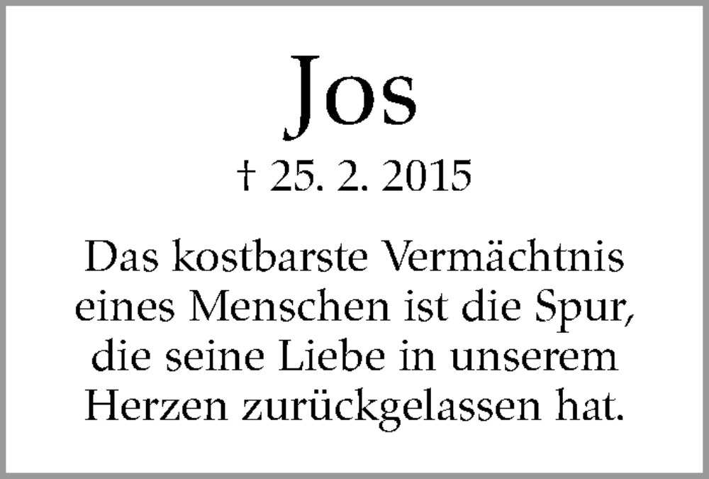  Traueranzeige für Jos van Kesteren vom 25.02.2023 aus Eßlinger Zeitung/Cannstatter Zeitung