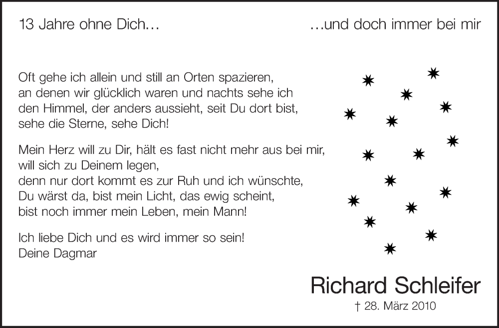  Traueranzeige für Richard Schleifer vom 28.03.2023 aus Eßlinger Zeitung/Cannstatter Zeitung