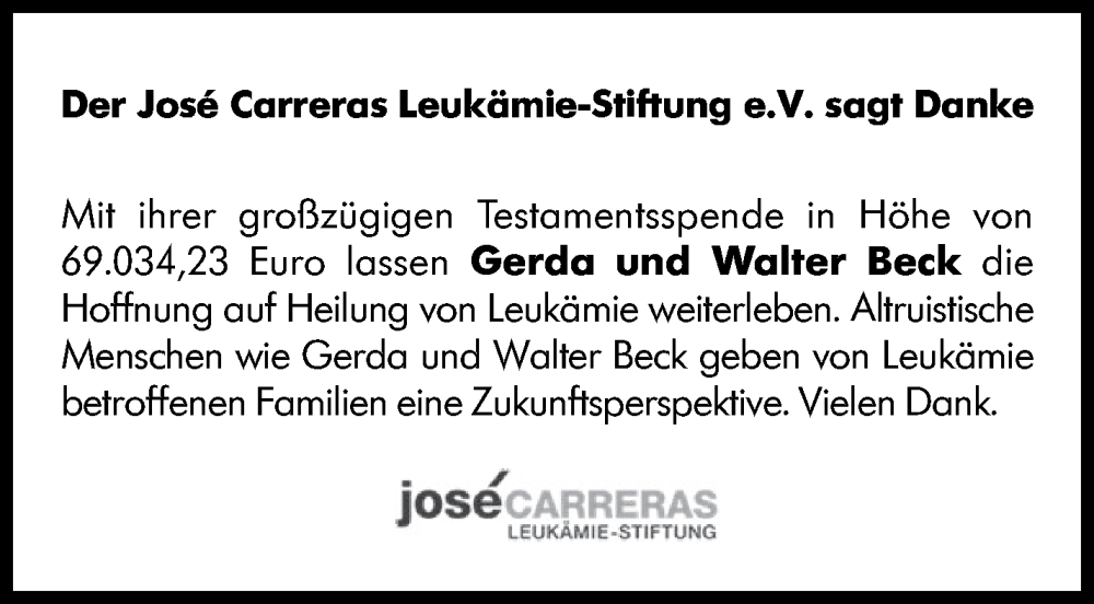  Traueranzeige für Gerda Beck vom 23.06.2023 aus Eßlinger Zeitung/Cannstatter Zeitung
