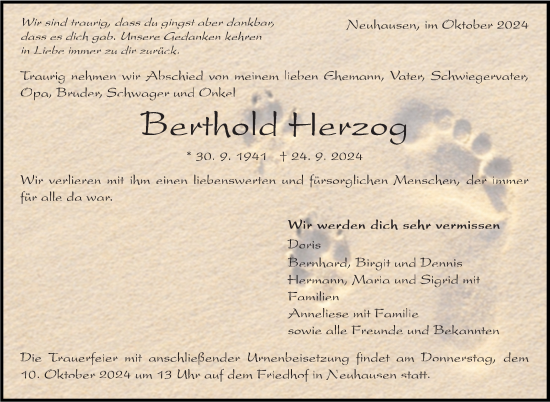 Traueranzeige von Berthold Herzog von Eßlinger Zeitung/Cannstatter Zeitung