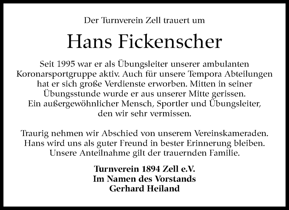  Traueranzeige für Hans Fickenscher vom 29.11.2024 aus Eßlinger Zeitung/Cannstatter Zeitung