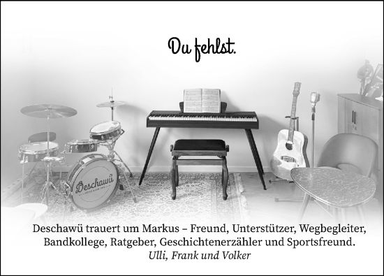 Traueranzeige von Markus Weiß von Eßlinger Zeitung/Cannstatter Zeitung