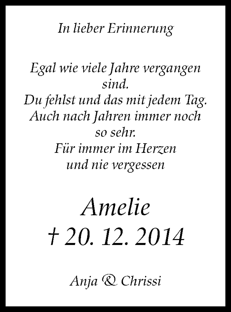  Traueranzeige für Amelie Laukmichel vom 21.12.2024 aus Eßlinger Zeitung/Cannstatter Zeitung