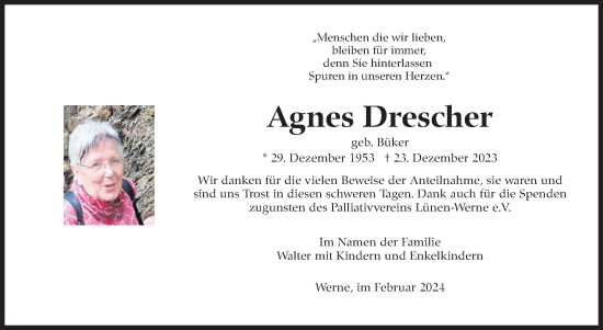 Traueranzeige von Agnes Drescher von Eßlinger Zeitung/Cannstatter Zeitung