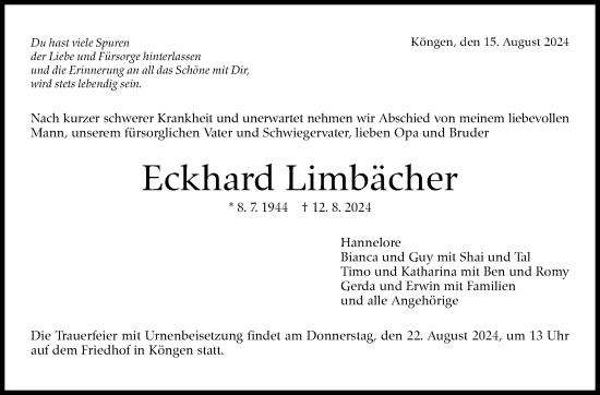 Traueranzeige von Eckhard Limbächer von Eßlinger Zeitung/Cannstatter Zeitung