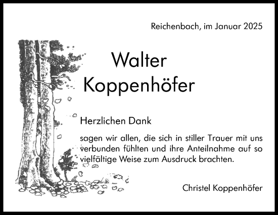 Traueranzeige von Walter Koppenhöfer von Eßlinger Zeitung/Cannstatter Zeitung