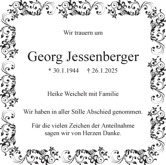 Traueranzeige von Georg Jessenberger von Eßlinger Zeitung/Cannstatter Zeitung