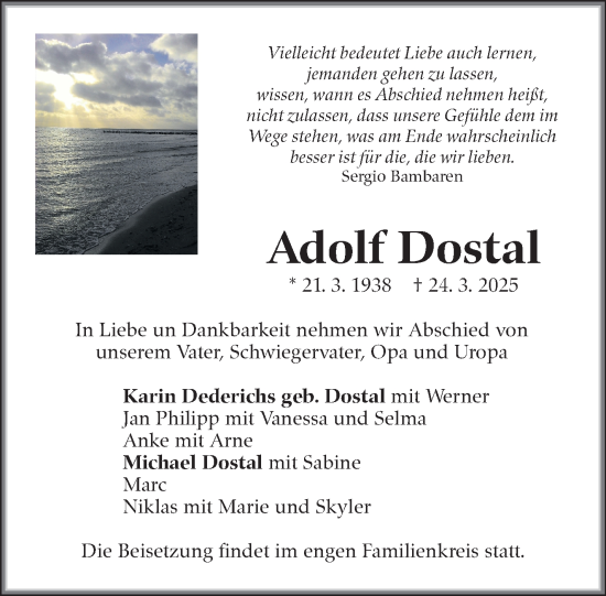 Traueranzeige von Adolf Dostal von Eßlinger Zeitung