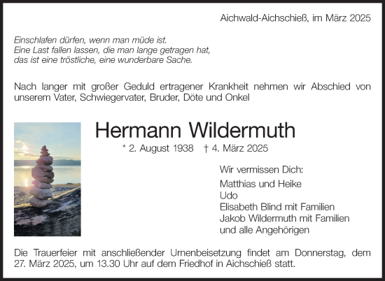 Traueranzeige von Hermann Wildermuth von Eßlinger Zeitung