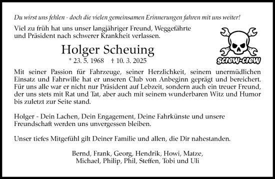 Traueranzeige von Holger Scheuing von Eßlinger Zeitung