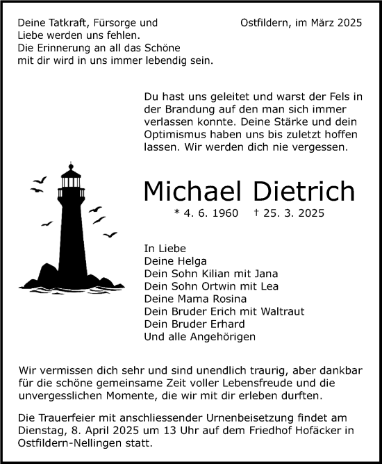 Traueranzeige von Michael Dietrich von Eßlinger Zeitung