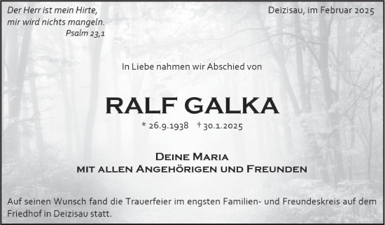 Traueranzeige von Ralf Galka von Eßlinger Zeitung