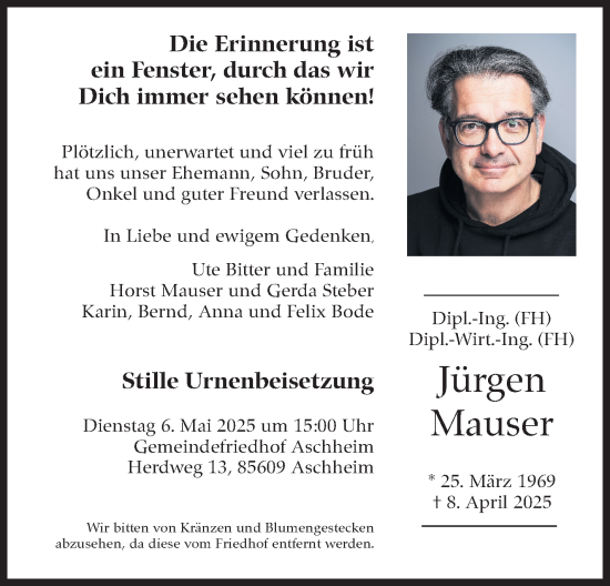 Traueranzeige von Jürgen Mauser von Eßlinger Zeitung