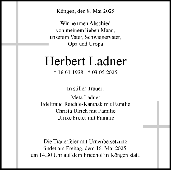 Traueranzeige von Herbert Ladner von Eßlinger Zeitung