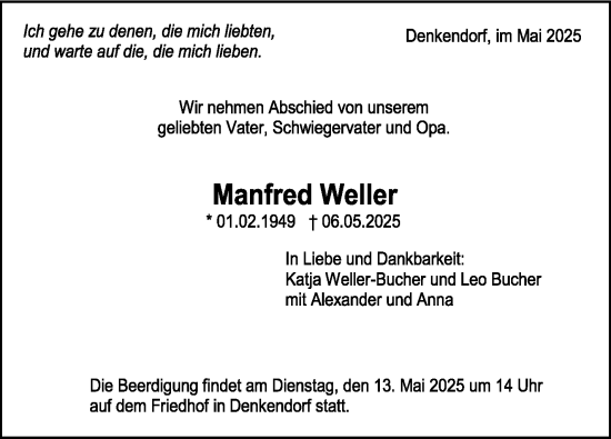 Traueranzeige von Manfred Weller von Eßlinger Zeitung