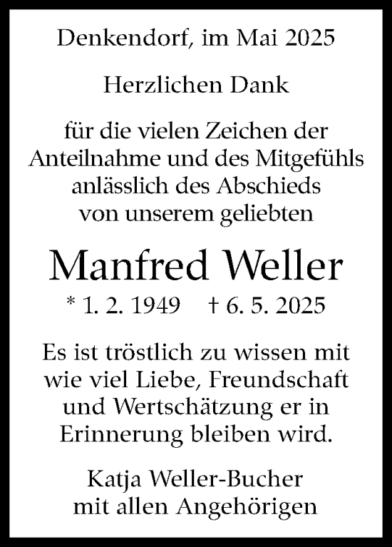 Traueranzeige von Manfred Weller von Eßlinger Zeitung