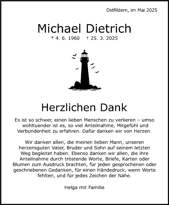 Traueranzeige von Michael Dietrich von Eßlinger Zeitung