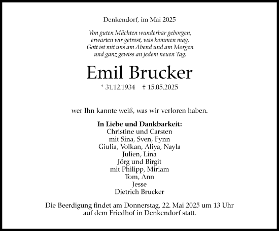 Traueranzeige von Emil Brucker von Eßlinger Zeitung