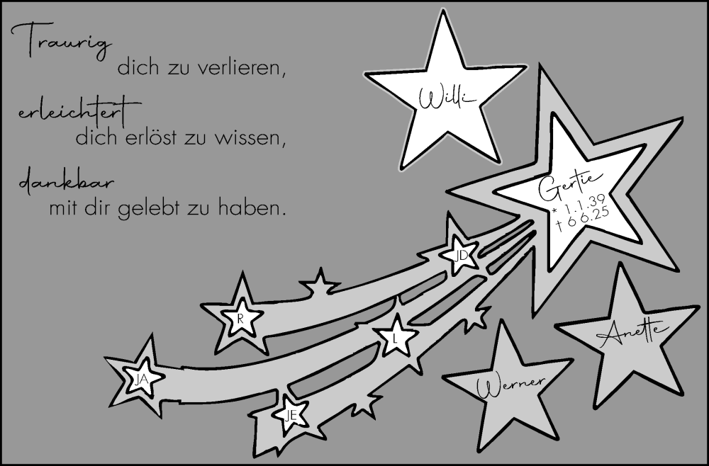  Traueranzeige für Gertie  vom 28.06.2025 aus Eßlinger Zeitung