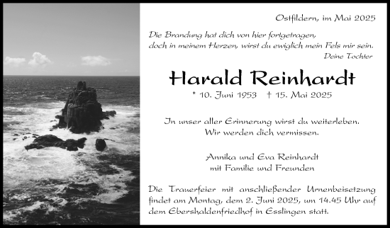 Traueranzeige von Harald Reinhardt von Eßlinger Zeitung
