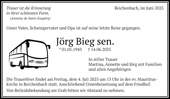 Traueranzeige von Jörg Bieg sen. von Eßlinger Zeitung