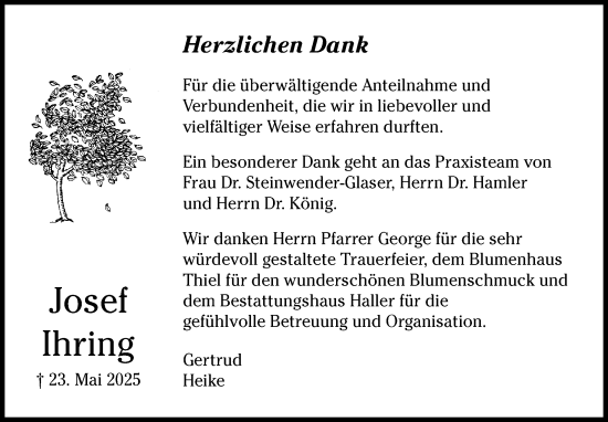 Traueranzeige von Josef Ihring von Eßlinger Zeitung