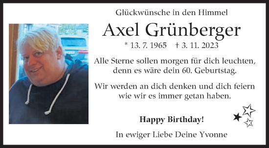 Traueranzeige von Axel Grünberger von Eßlinger Zeitung