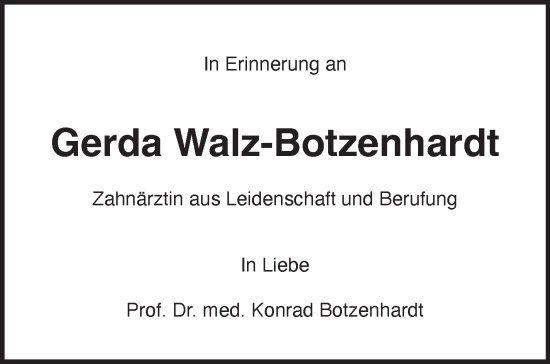 Traueranzeige von Gerda Walz-Botzenhardt von Eßlinger Zeitung