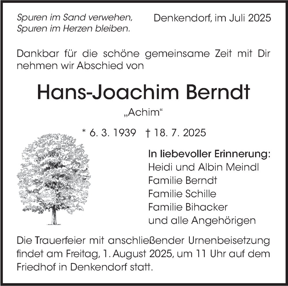  Traueranzeige für Hans-Joachim Berndt vom 26.07.2025 aus Eßlinger Zeitung