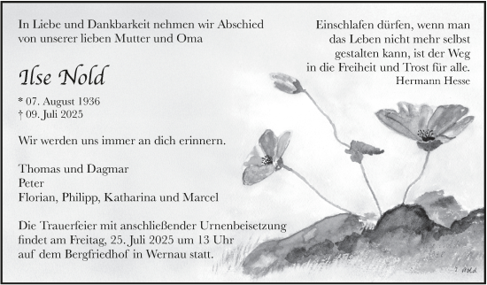 Traueranzeige von Ilse Nold von Eßlinger Zeitung