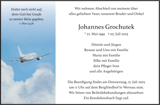 Traueranzeige von Johannes Grochutek von Eßlinger Zeitung
