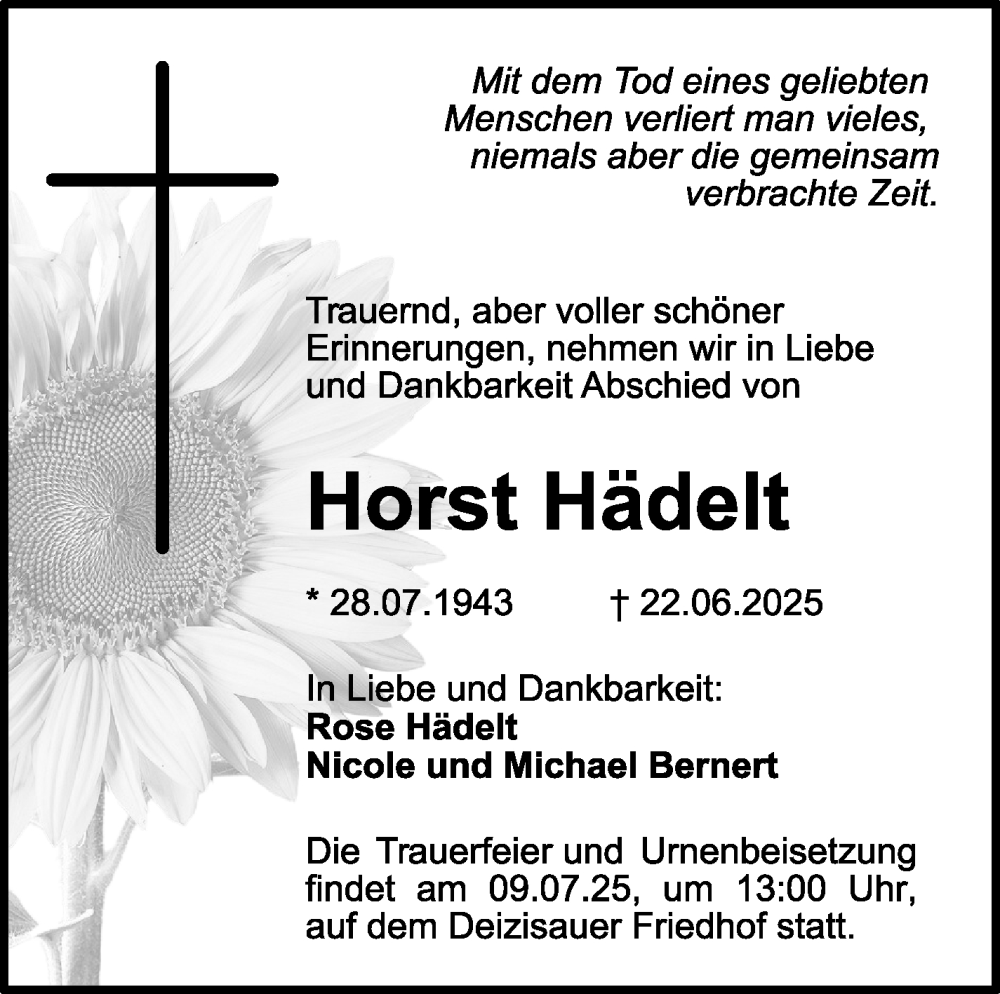  Traueranzeige für Horst Hädelt vom 02.07.2025 aus Eßlinger Zeitung